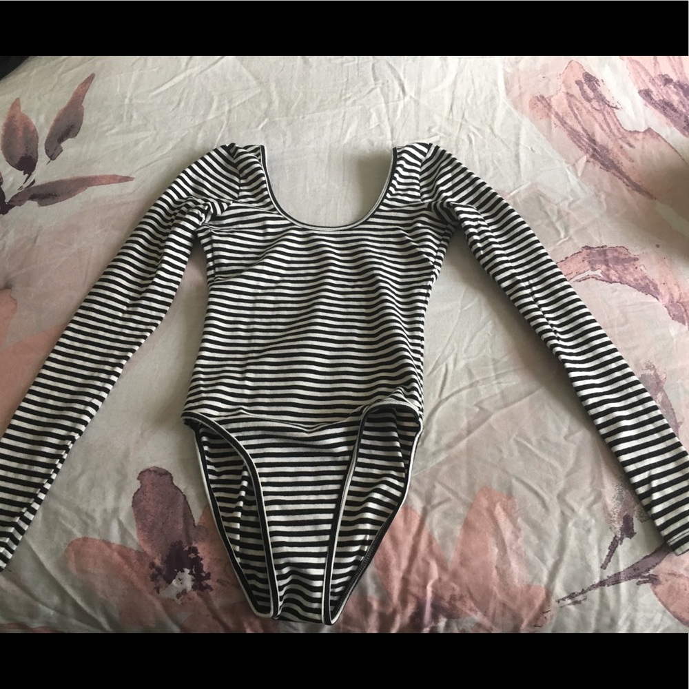 Striped deep back bodysuit